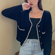 오노마 오노마 ONM 여성 캐주얼 브이넥 금장 배색 니트 가디건 점퍼 자켓 (8117528)
