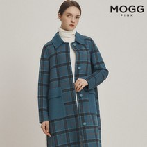 모그핑크 빅포켓 체크 롱 울코트 THH1CDR15 HBL