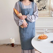 데님 앞치마 예쁜 에이프런 청 앞치마, 블루