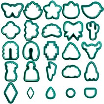 플라스틱 폴리머 클레이 커터 세트 귀걸이 만들기 키트 다른 모양 공예 DIY 수제 키즈 쥬얼리 도구 크리, [06] Dark green 25pcs, 06 Dark green 25pcs