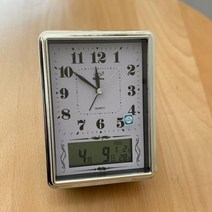 알람시계 큰숫자 아이디어 약시계 학생기숙사 노인 바탕화면 침대헤드, T24-양력음력달력 알람시계은색