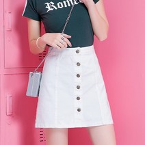 여성 미니 스커트 앞단추 A라인 데님 청치마
