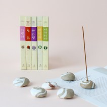 [모리앤] 천연향료로 만든 플라워 인센스 5가지향+수공예 마블도자기홀더세트 5가지향, 바닐라