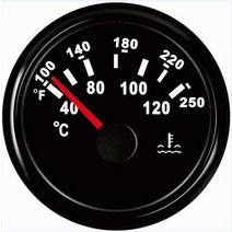 보트 수온 게이지 자동차 트럭 RV 엔진 모터 냉각수 온도 측정기 9-32V 52mm, Black Black, CHINA