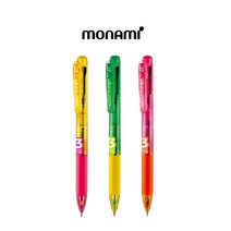모나미 볼펜 3색볼펜 플립볼펜 0.7mm 형광+연필1P증정, 그린옐로우 핑크오렌지 옐로우핑크, 3개입