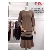 [YK] W몰 밑단 배색 니트 원피스 Y193C682