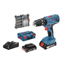 Bosch Professional 18V 시스템 무선 임팩트 드릴 GSB 18V-21(2x 2.0 Ah 배터리 40개 액세서리 세트 L-BOXX) - Amazon Edition, 2 x 2.0 Ah 배터리 및 충전기, L-박스에서, Amazon 독점 세트: 40개 액세서리 세트 포함