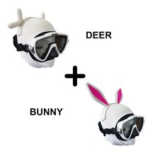 HYDRONE 분리식 카툰 디자인 다이빙 후드 3mm 네오프렌 스쿠버 다이빙 후드 스타일 변경 구매 1 후드 겟 2 스타일 스쿠버 헤드 커버 다이빙 캡 서핑 열 후드 프리다이빙 캡, 흰색(사슴+토끼)