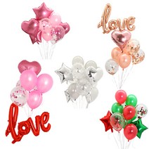 컨페티풍선세트 모음2, 1개, 05.컨페티 은박풍선세트14입(파티핑크)