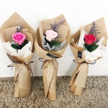 6color 핸드메이드 장미 비누꽃 한송이 / 꽃다발 포장, 1.레드