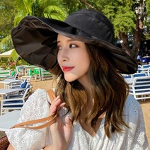 바닷가 패션 신혼 여행 창큰 모자 그늘 바캉스 코디, 블랙, 가은파파샵 본상품선택