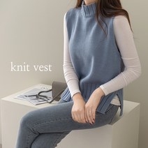 바이단미 여성용 겨울 터들넥 스웨터 조끼 하프넥 니트 베스트