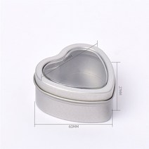 보물상자 투명 창이있는 하트 모양의 빈 알루미늄 금속 통 DIY 양초 만들기 용기 금형 사탕 선물 포장, 01 With Window, 한개옵션1