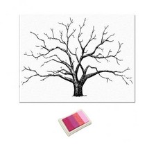 GHSHOP 5xWedding 지문 트리 핑거 페인팅 웨딩 방명록 핑크, 30x40cm, 캔버스 및 잉크 패드