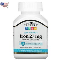 21st Century 철분 27mg 110정, 1개, 기본