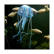 실리콘 인공 밤 빛나는 해마 물고기 탱크 수족관 장식 수중 해파리, Jellyfish blue, CHINA