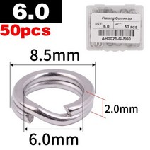 50pcs 304 스테인레스 스틸 커넥터 낚시 분할 반지 회전 3 #-8 # 더블 서클 라운드 스냅 루어 오픈 잉어 낚시 액세서리, 50 pcs, Size7