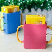 조절 사이즈 아기우유홀더 우유 아기쥬스홀더 우유케이스 두유 양손, 블루1P