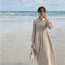 가을 겨울 임산부 니트 롱 원피스 키작녀 임부복 산모 임산복/블랙 베이지 2컬러