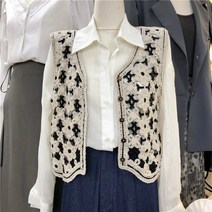 JUST FEEL!NG 한국스타일 마름모 손뜨개 뷔스티에베스트 니트 조끼 상의코디