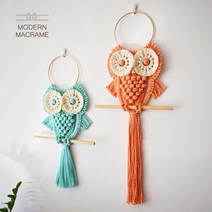 골드링 부엉이 2컬러 벽걸이 장식품 DIY 키트 마크라메 재료, 오렌지
