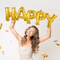 알파벳은박풍선(해피)HAPPY-벌룬 파티 이벤트 헬륨 졸업식 입학식 업체 파는곳, 골드