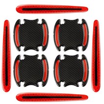 자동차 탄소 섬유 도어 볼 스티커 스크래치 방지 핸들 경고 반사 보호 필름, 01 red