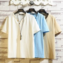 개량한복 자수 절복 삼배 모시 오버핏 면 브이넥 여름, 하얀색 5XL