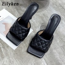 NBA 농구 블록 eilyken 여름 여성 뮬 디자인 슬리퍼 샌들 스퀘어 솔 슬라이드 하이힐 9cm 여성 신발 여름 여성 사이즈 41 42, 39, 검은 색