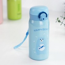 물병 유치원 초등학생 곰돌이 원터치 어린이 물통 보틀 스카이블루 350ml, 1개