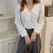 파인트 봄 하객룩 크롭 셔링 블라우스 출근룩 오피스룩 아나운서 블라우스 44 66사이즈 20대여자 30대여성 키작녀 키작은여자쇼핑몰 르뚜앙