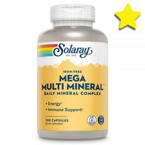 솔라레이 무철 메가 멀티 미네랄 칼슘 Calcium 마그네슘 Magnesium 아연 징크 Zinc 등 일일 컴플렉스 킬레이트 형태 에너지 200캡슐 50회분, 200카운트 (Pack of 1) 강철체력