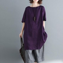 아이엠몽 여성 린넨 반팔 티셔츠 시원한 빅사이즈 롱 블라우스 에블라