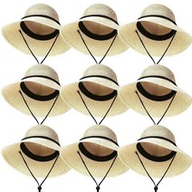 Leumoi 여성용 밀짚 햇빛 차단 모자 9개 바람막이 있는 랜야드 넓은 챙 접이식 롤업 플로피 여름 UV 모자 해변용 베이지., Beige