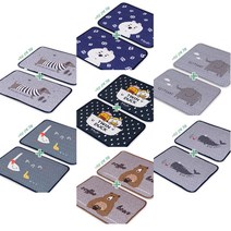 사랑예감 미끄럼방지 현관 화장실 욕실 퀄팅 순면 발매트 2종 세트, 곰B, 오리