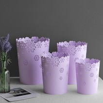 제이와이홀딩스 인테리어 예쁜 플라워 오픈형 휴지통 4사이즈, 1개, 스카이블루(대)