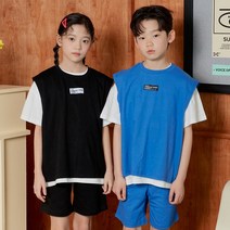 제니 AS 쓰리피스 상하 여름 여아 주니어 면 반팔 조끼 반바지 세트복