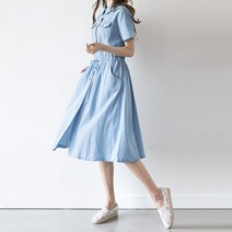 no.17280 카라넥 허리스트링 데님원피스