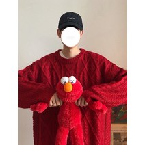 남자 꽈배기 니트 레드 커플 스웨터