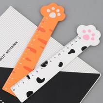 고양이 발 모양 예쁜 학용품 15cm 플라스틱 자 귀여운 팬시 캐릭터 직자 초등 학교 준비물 친구 선물, 색상, 오렌지