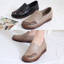 벨루치슈즈 여성 천연소가죽 3cm 발편한 중년 통굽 로퍼 단화 컴포트화 효도화