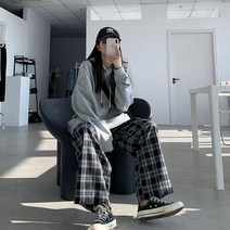 미크을 인기품 스퀘어 타탄체크 허리밴딩 체크바지
