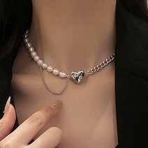 안나블링 하트 믹스체인 목걸이
