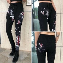 뉴잉글 2023 봄 여성 스판 밴딩 간절기 배기 팬츠 여자 빅사이즈 편한 인생 캐릭터 블랙 검정 9부 긴 바지