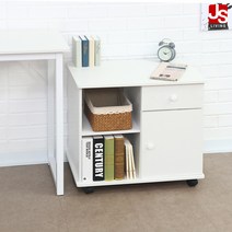 JS리빙 이동식 원목 사이드 테이블 책상 60*40*56 화이트 카라 틈새 보조 티테이블 서랍장 [MD :CARA_I*2991], 카라 CARA 사이드테이블