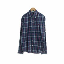 빈폴 네이비 체크 면혼방 클래식슬림셔츠 남자 M [100] 8326