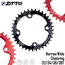 ZTTO MTB 104BCD 라운드 좁은 넓은 자전거 단일 속도 크랭크 세트 알루미늄 합금 12S 산악 자전거 12 속도 체인 링 체인 휠, 레드 38T