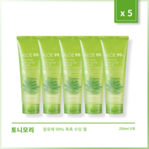 [본사정품] 4+1 토니모리 알로에 99% 촉촉 수딩 젤 250ml 5개 세트, 250ml × 5개