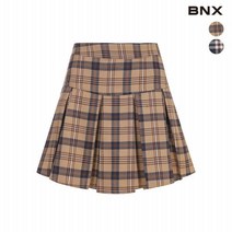 BNX 여성 옆 지퍼 체크 주름 미니 스커트