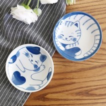히츠키코보 프롬재팬 미케 토라 야옹이 종지 세트 2P, 미케1P+토라1P